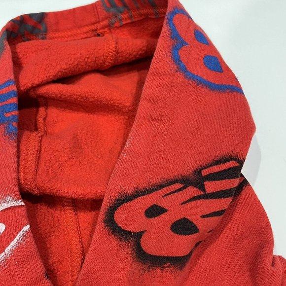 Kid’s Youth Red Pullover Red Hoodie Sweatshirt NB Graffiti Design Medium (10/12) - Picture 6 of 16